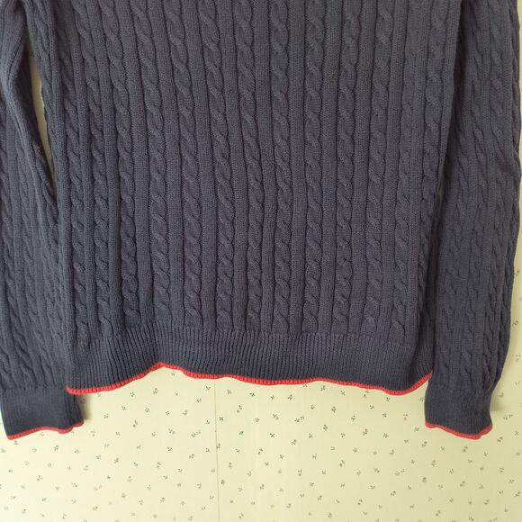 Brooks Brothers Cardigan Tennis Sweater Womens XL Navy Cotton Cable Knit *Pls Rd - Picture 13 of 16